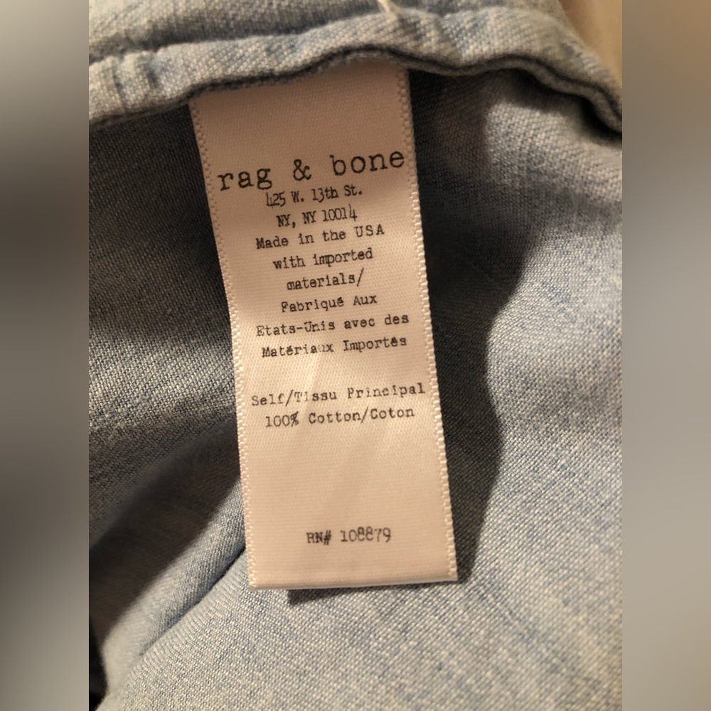 Rag & Bone Jean | Chambray Raw Hem V-Neck Tank Top - Picture 3 of 8